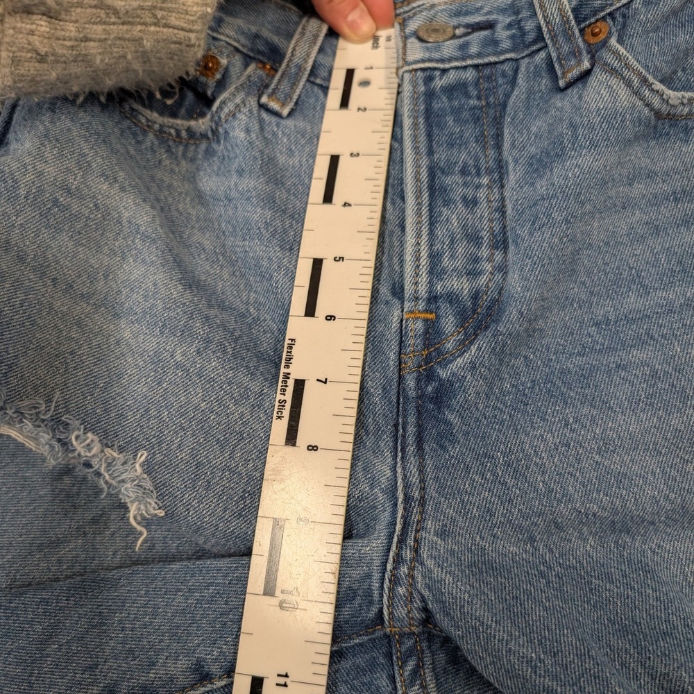 Levi's Premium Wedgie Straight Jeans Womens 26 Blue Distressed High Rise - Picture 13 of 16